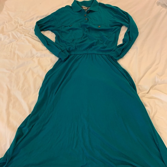 teal long sleeve maxi dress